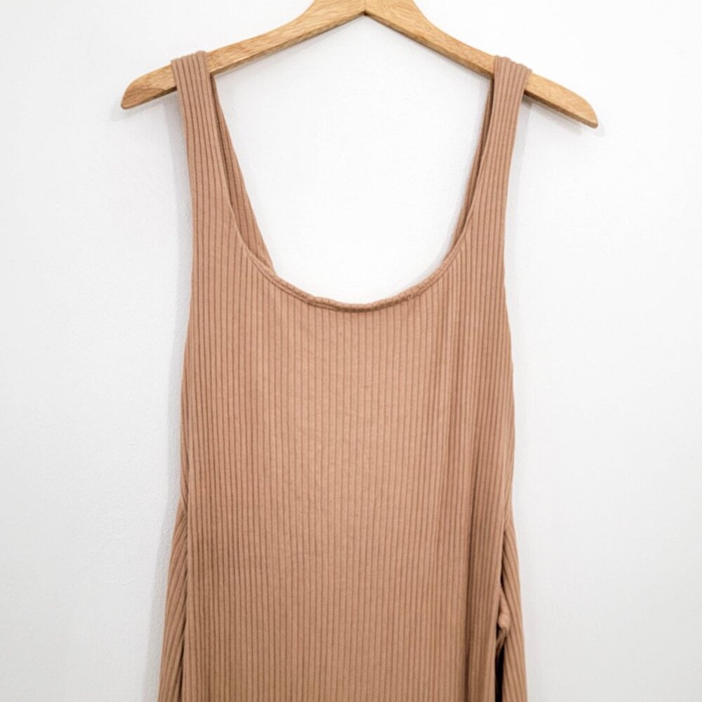 Reformation Hosby Ribbed Midi Dress in Buff Tan XL - Picture 3 of 10